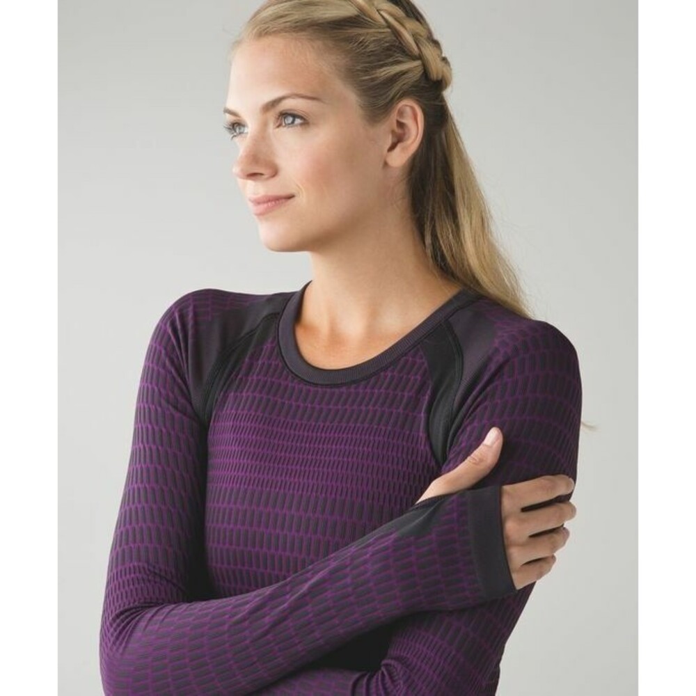 EUC lululemon athletica Long Sleeve Performance Top - Deep Purple with Black - Picture 2 of 7